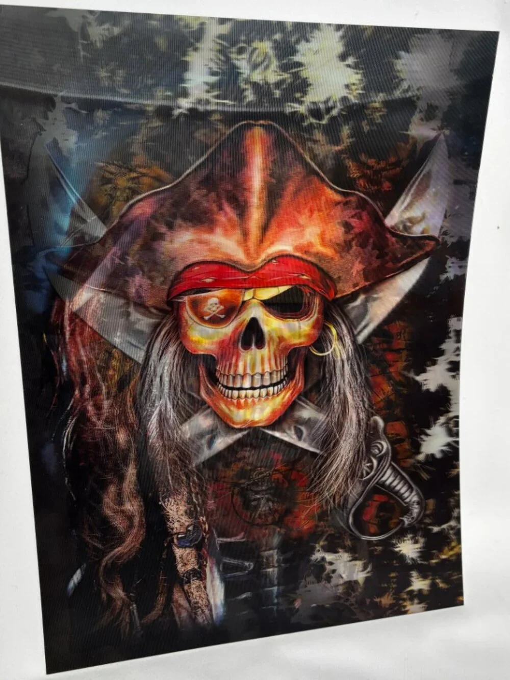 Pirate Skull & Cross Bones Holographic 3d lenticular 3 In 1 Poster 12”x16” NWOT